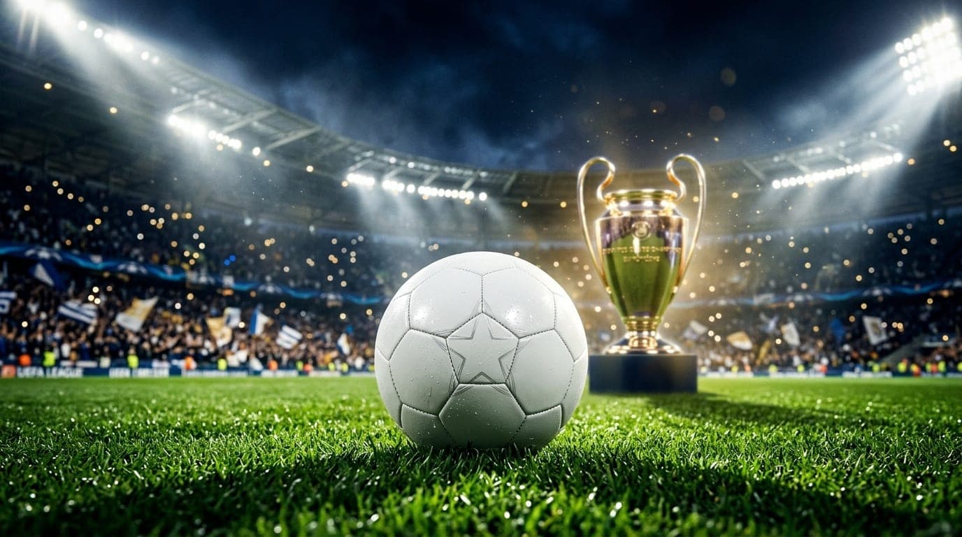 Soirée Champions League — stade, ballon et trophée