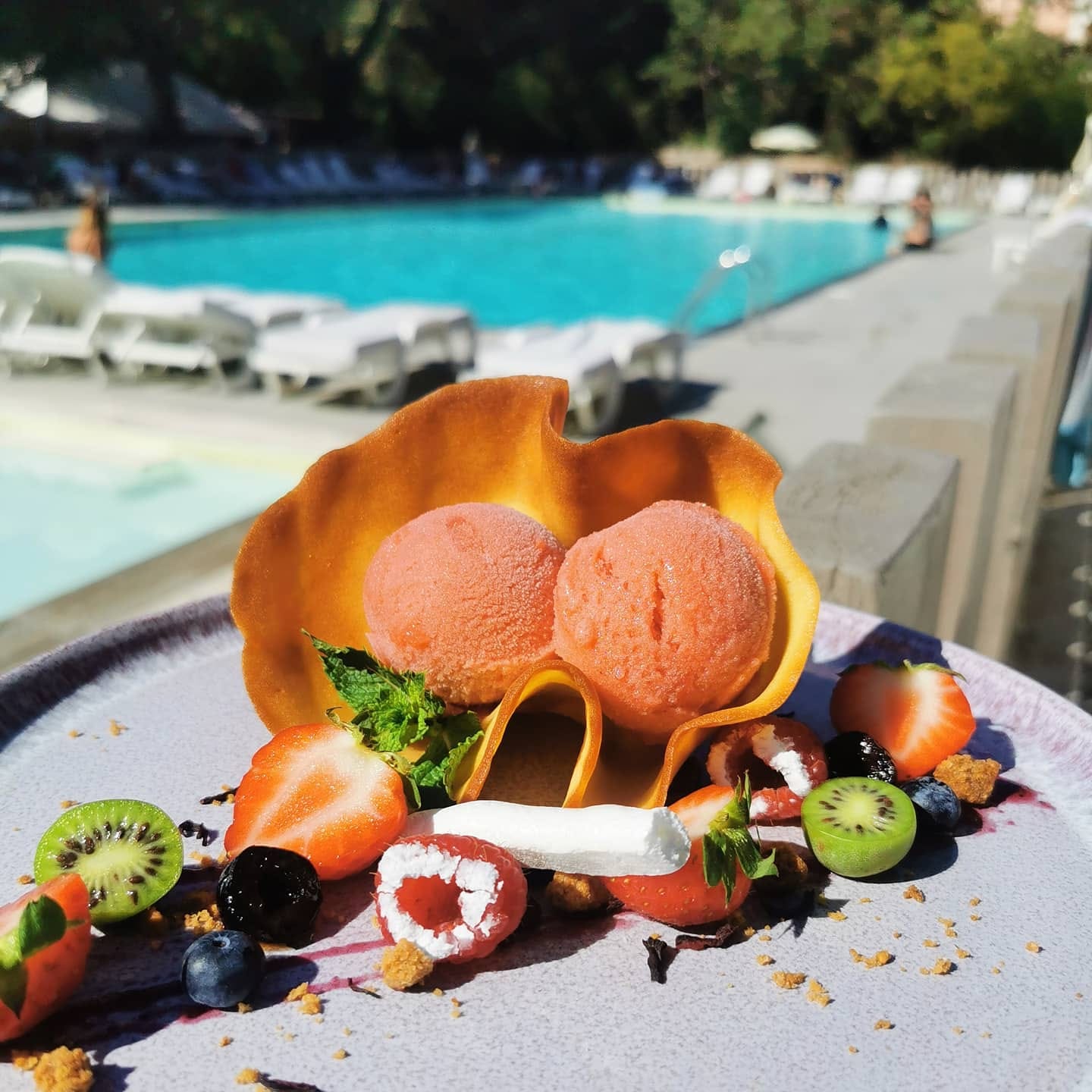Sorbet dans tuile